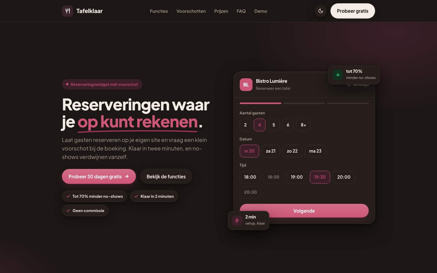 Screenshot van tafelklaar.be